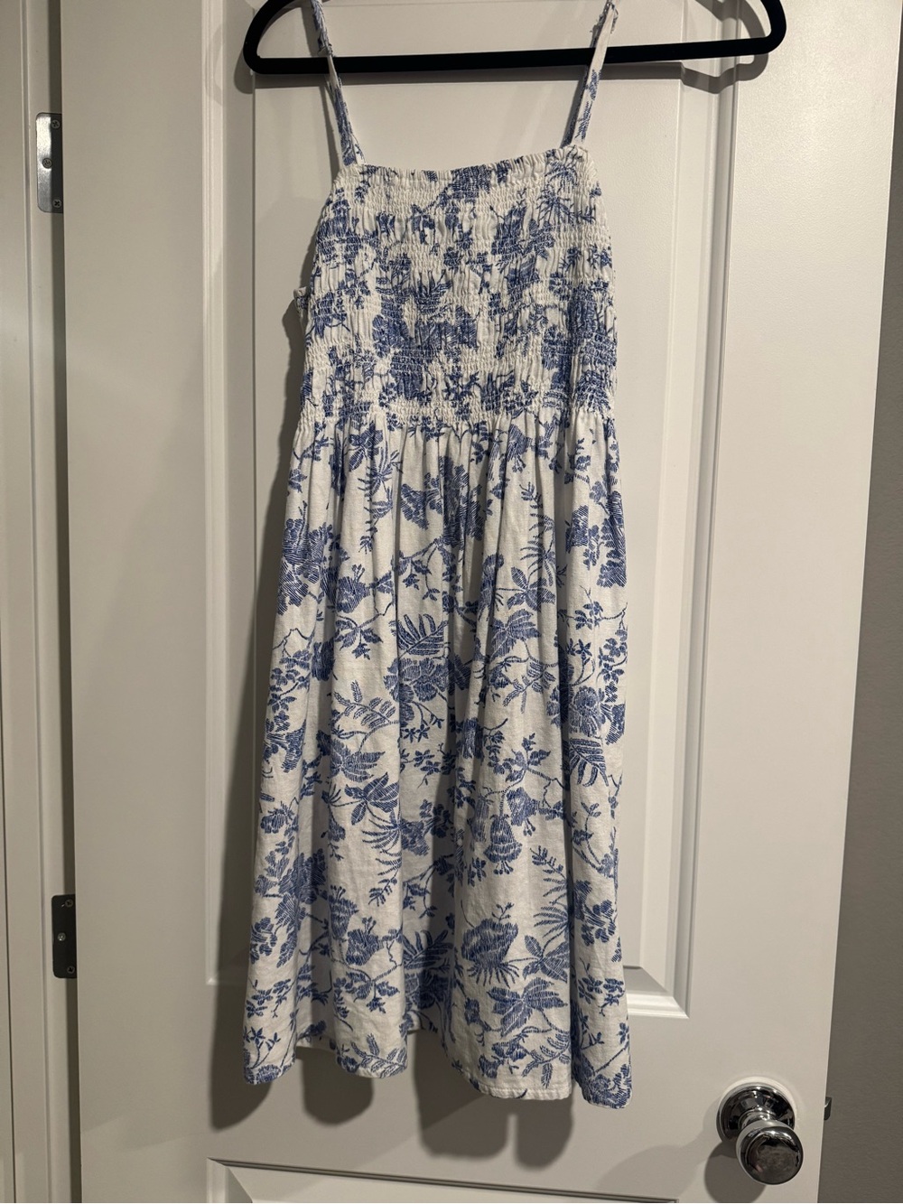 Blue and White Floral Smocked Midi Skirt- Universal Thread